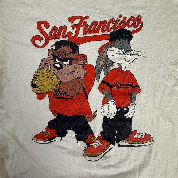Looney Tunes San Francisco Cartoon Baseball Tee Gildan 100% Cotton - Picture 3 of 6